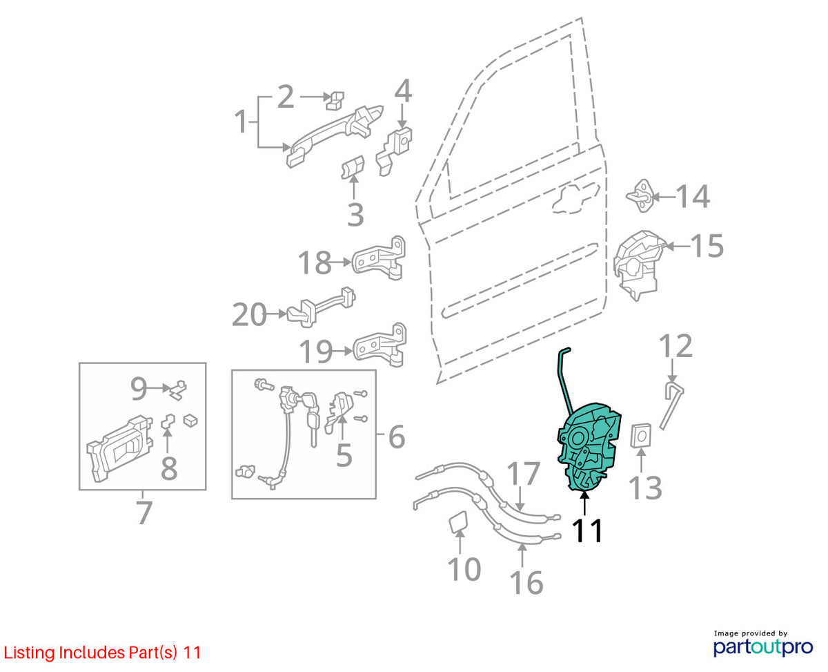 09-15 Honda Pilot Front Right Power Door Latch Lock Actuator OEM 72110-SZA-A02
