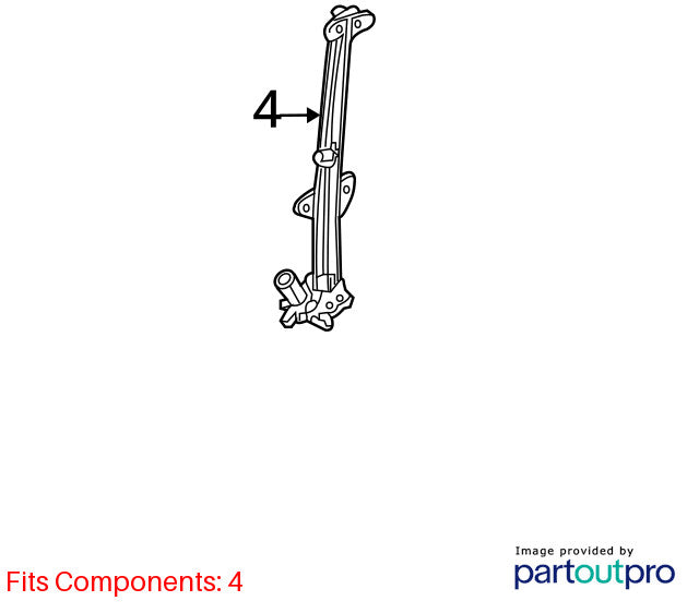 2009-2015 Honda Pilot Rear Left Door Window Regulator & Motor OEM 72750-SZA-A01