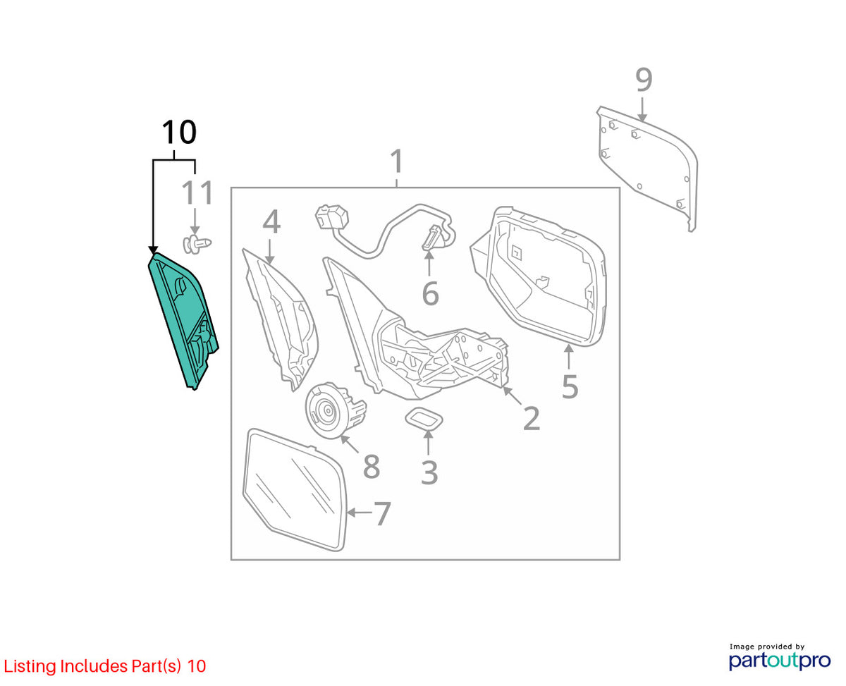09-15 Honda Pilot Front Right Inner Door Mirror Corner Trim OEM 76220-SZA-A00ZA