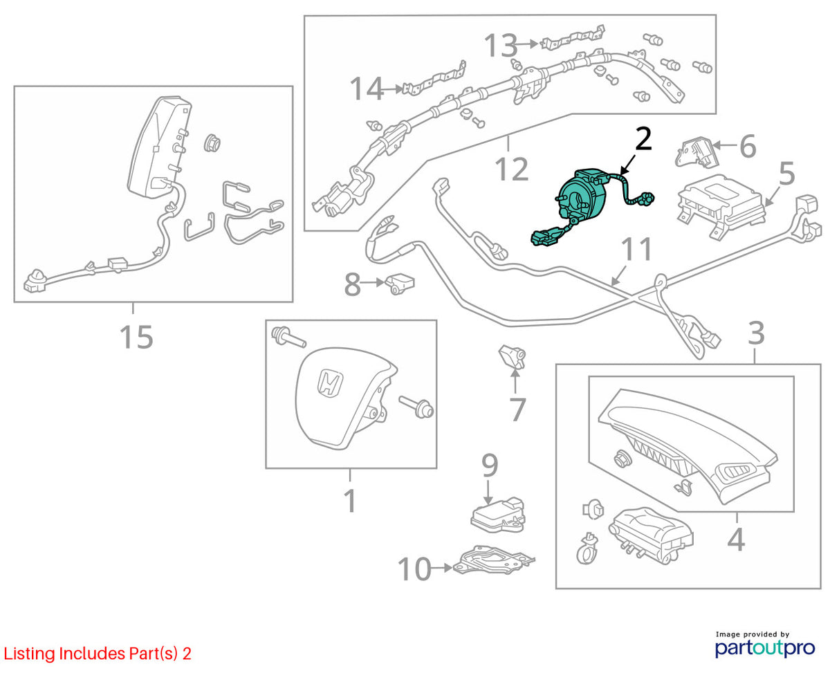 2009-2010 Honda Pilot Steering Column Clock Spring Sensor OEM 77900-TA0-C21