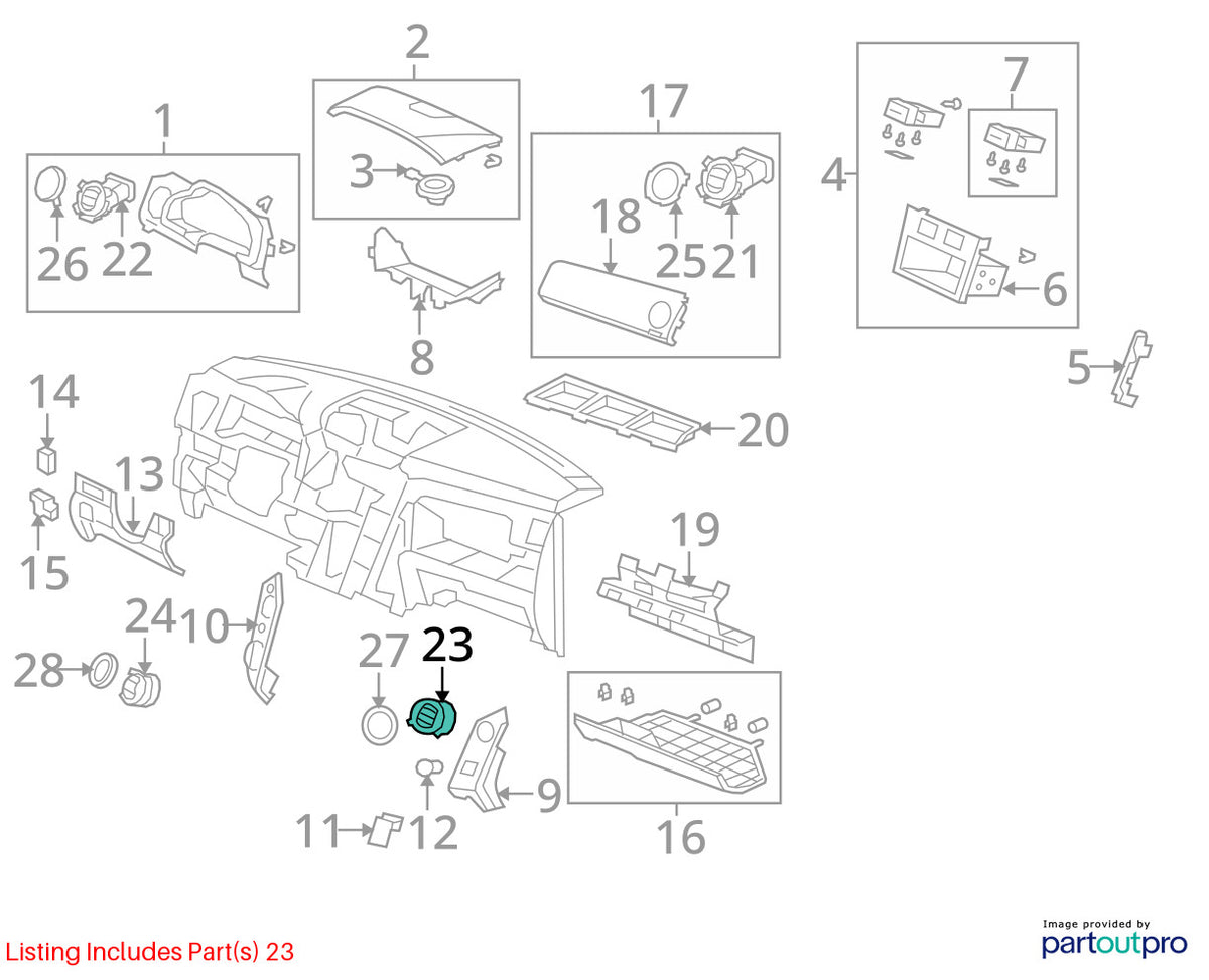 2009-2010 Honda Pilot Front Right Inner Side Dash Air Vent OEM 77253-SZA-A00ZB