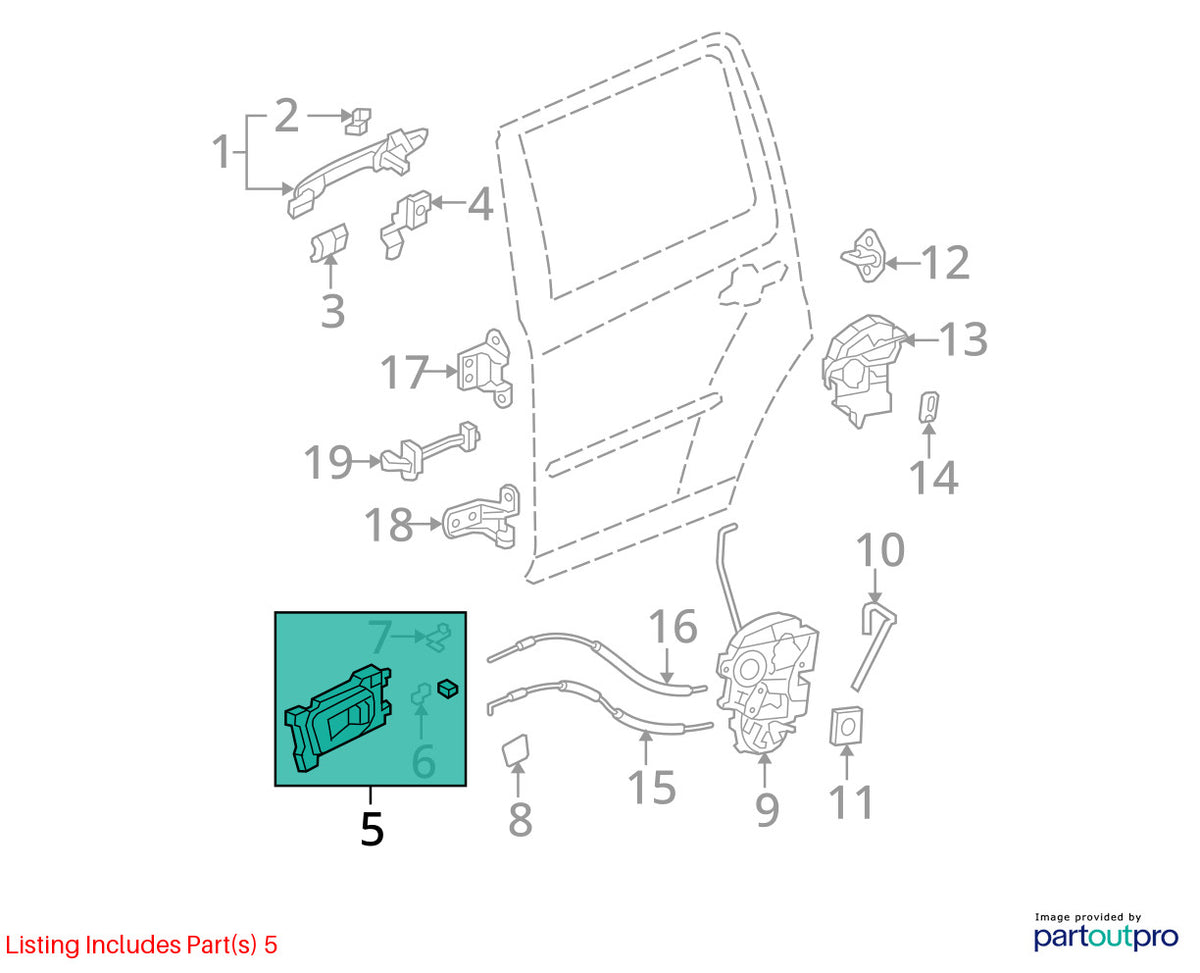 2009-2015 Honda Pilot Front Right Interior Door Handle OEM 72120-SZA-A01ZB