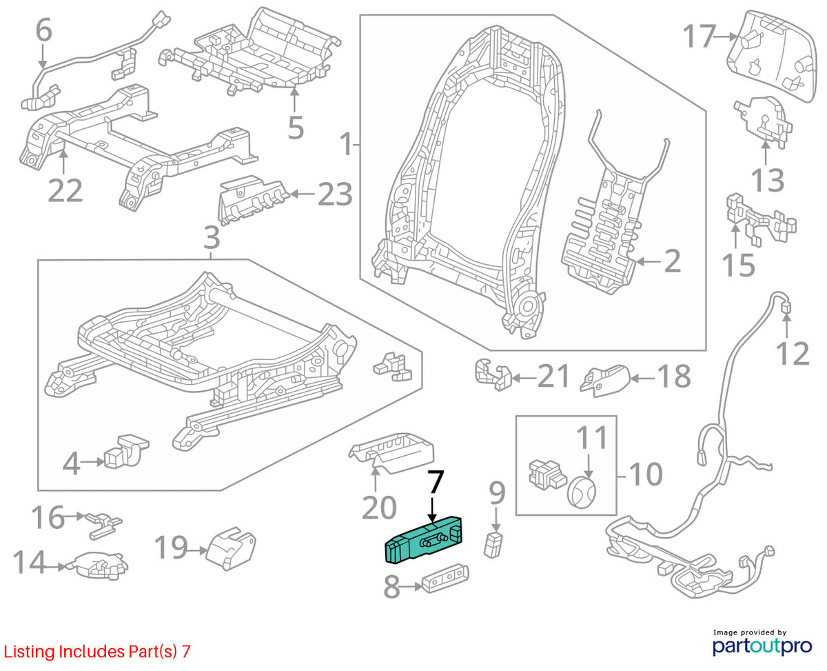 09-25 Honda Pilot Front LEFT Driver Seat Adjust Control Switch OEM 81653-SDB-A71