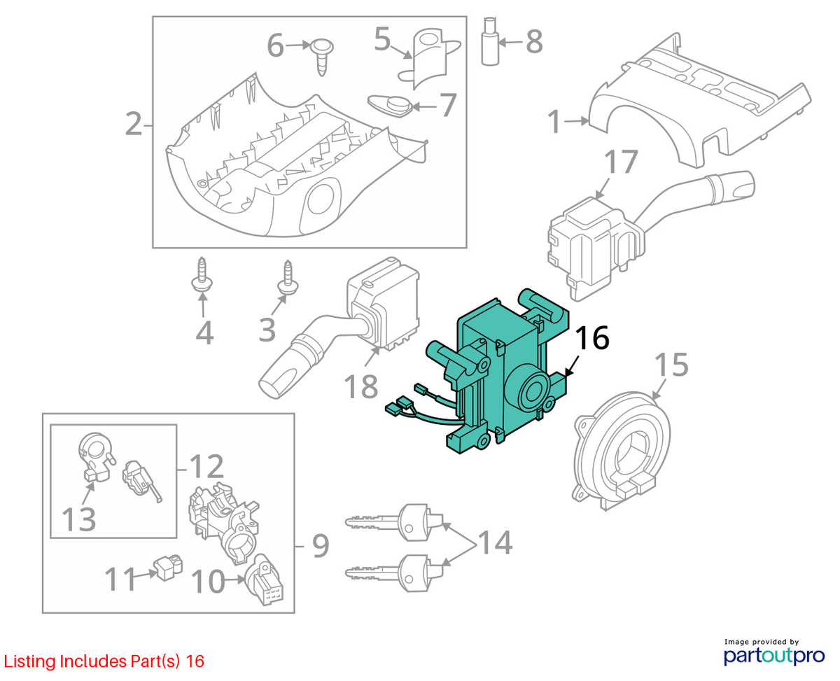2007-2015 Mazda CX-9 Steering Column Switch Housing Control OEM TD11-66-1B1