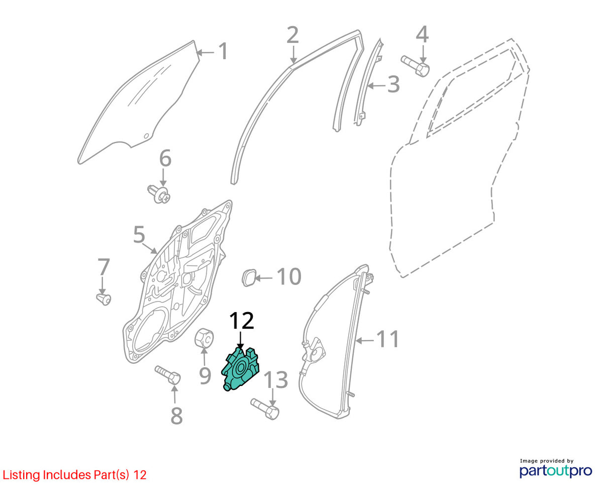 2007-2015 Mazda CX-9 Rear Left Driver Side Power Window Motor OEM G22C-59-58XC