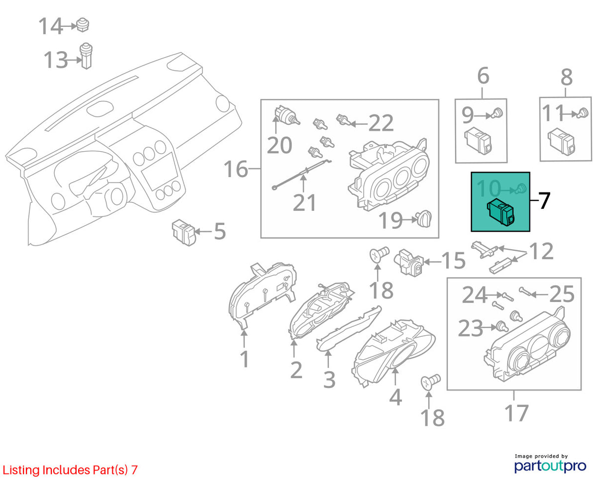2007-2012 Mazda CX-9 Dash TCS Off Traction Control Switch Button OEM EG23-66-4T0