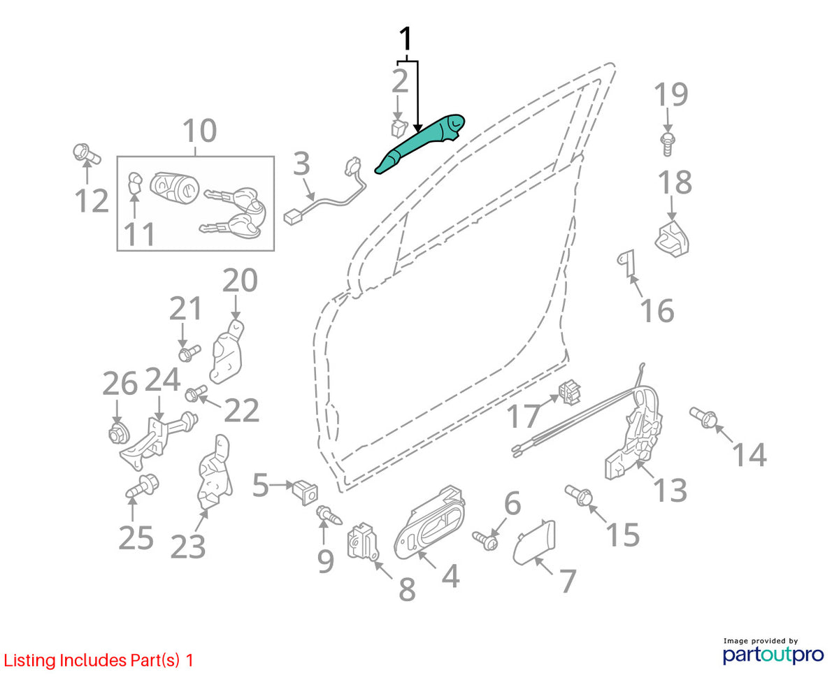 2007-2012 Mazda CX-9 Rear Right Door Exterior Handle Red OEM TD11-58-410G-74