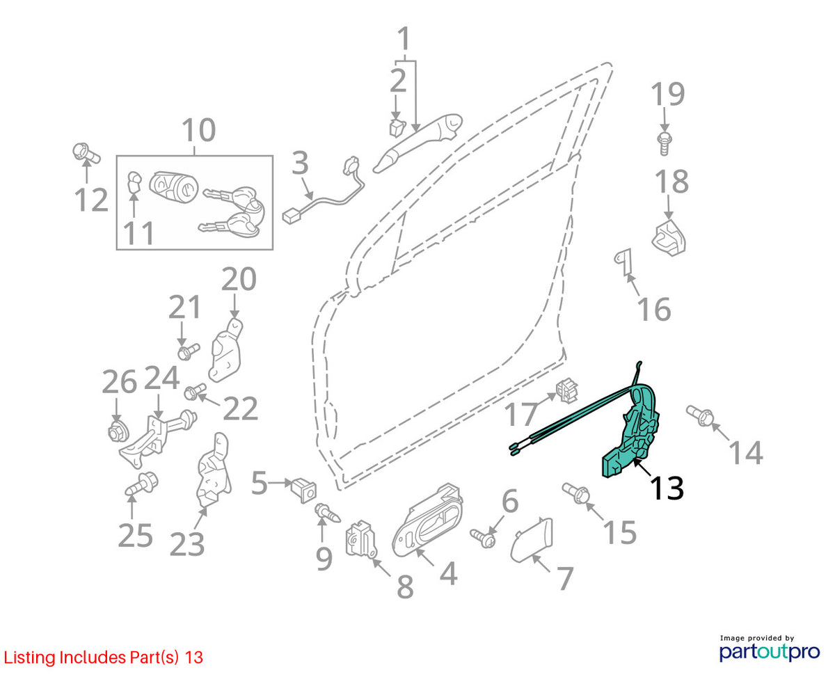 2007-2010 Mazda CX-9 Front Left Side Door Lock Latch Actuator OEM TD11-59-310D