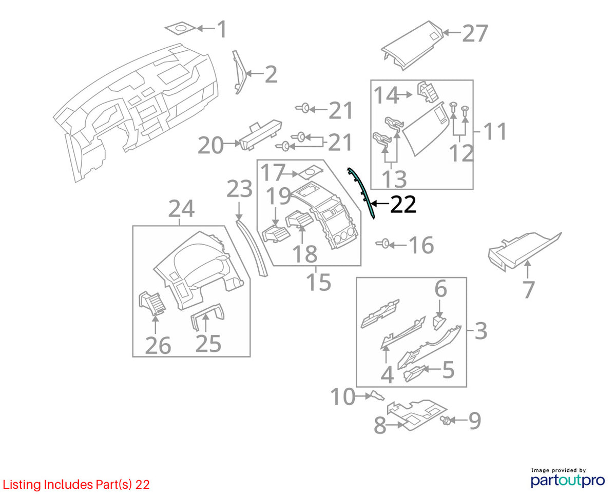 2007-2009 Mazda CX-9 Right Side Instrument Panel Side Trim Cover OEM TD1155150C
