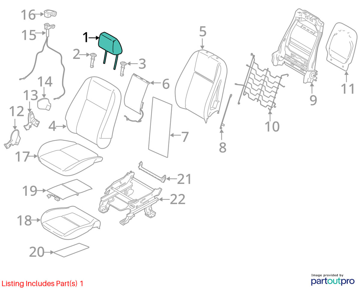 14-18 Ford Transit Connect Front Right Seat Headrest Black OEM DT1Z-17611A08-MA