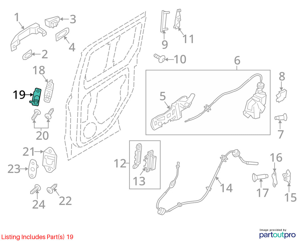 2014-2020 Ford Transit Connect Rear Right Slide Door Stopper Guide DT1Z6125342F