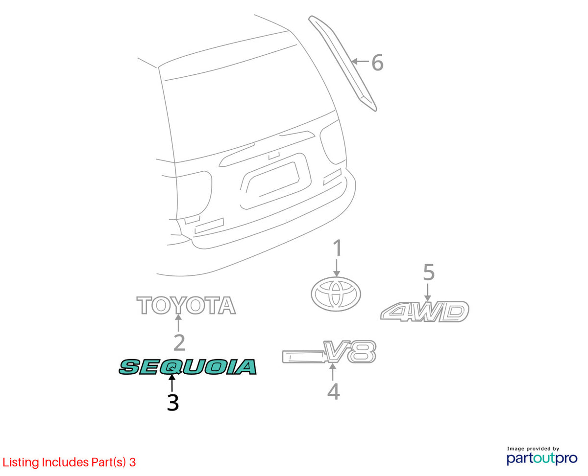 01-07 Toyota Sequoia Rear Hatch Trunk Tailgate Emblem Logo Badge OEM 75471-0C020